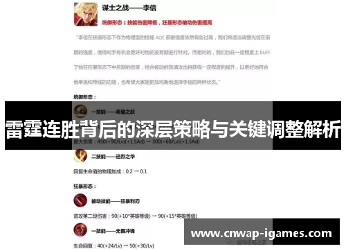 雷霆连胜背后的深层策略与关键调整解析